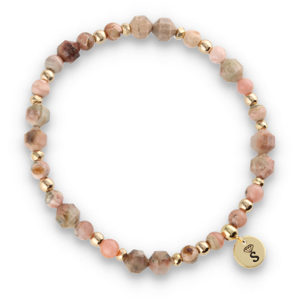 Silver Bracelet -30% rhodochrosite, hematite