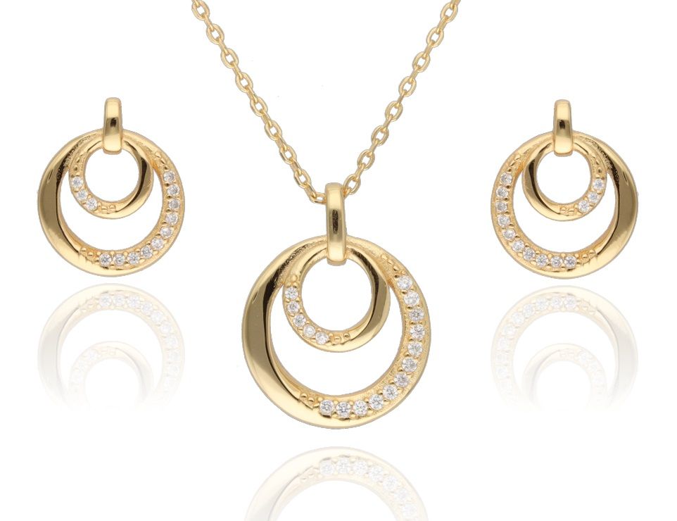 Silberschmuck-Set vergoldet 16 mm 11,5 mm 43+3 cm