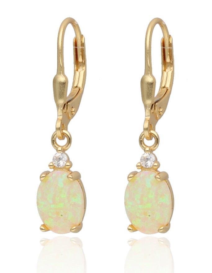 Silver Earrings opal OP04 10.9m gold plated English long