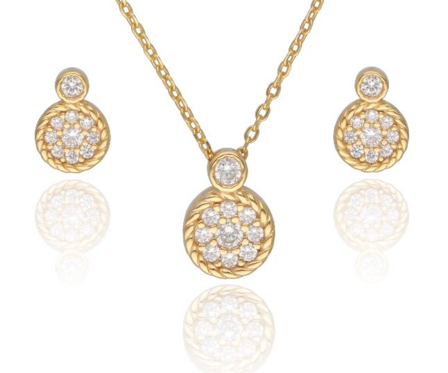 Silver Jewelry Set NEW gold plated 11.8m 9.4m 43+3cm