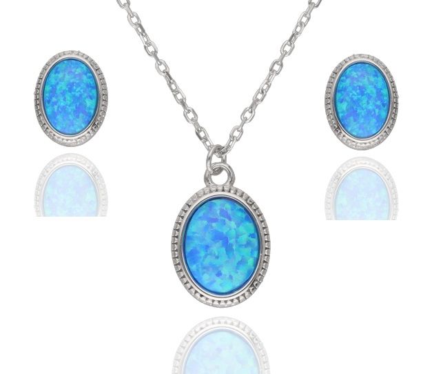 Silver Jewelry Set NEW op05 opal 11.9m 9.2m 43+3cm