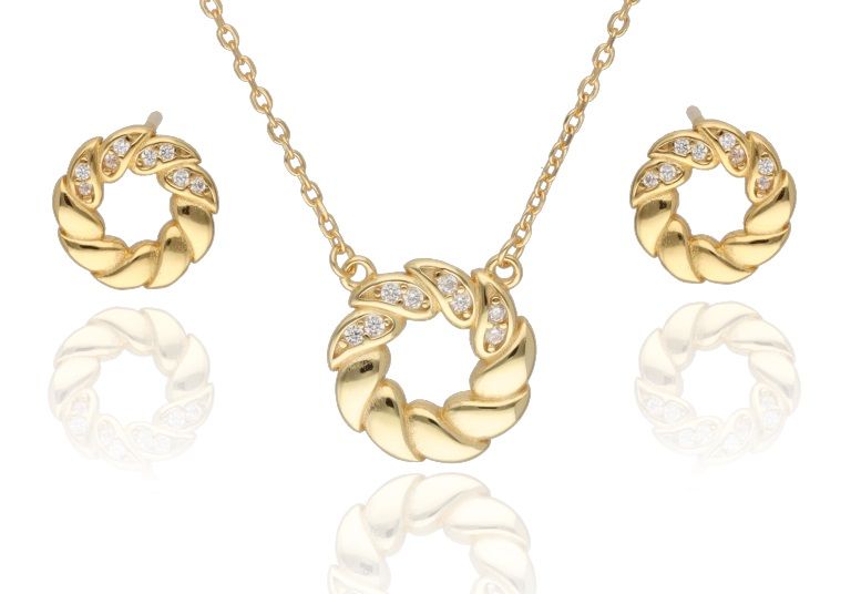 Silberschmuck-Set NEU vergoldet 13 mm 10,3 mm 43+3 cm