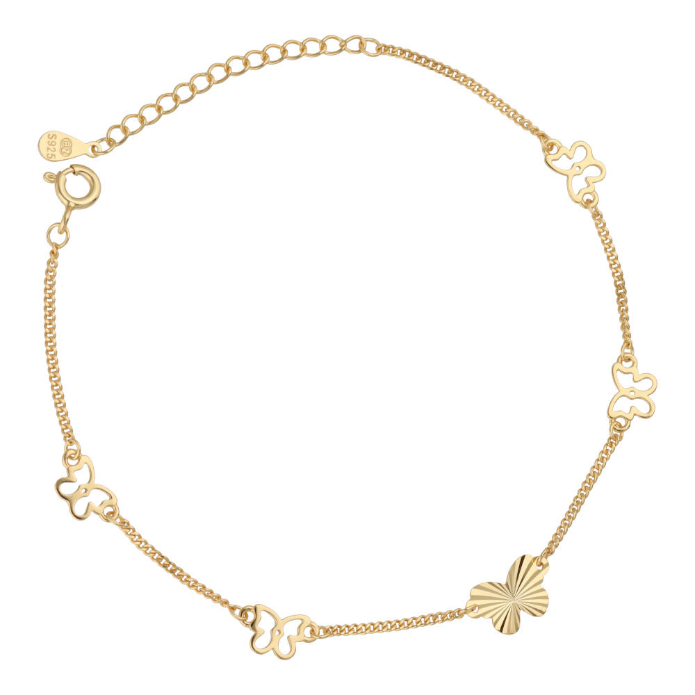 Silver Bracelet NEW butterfly gold plated