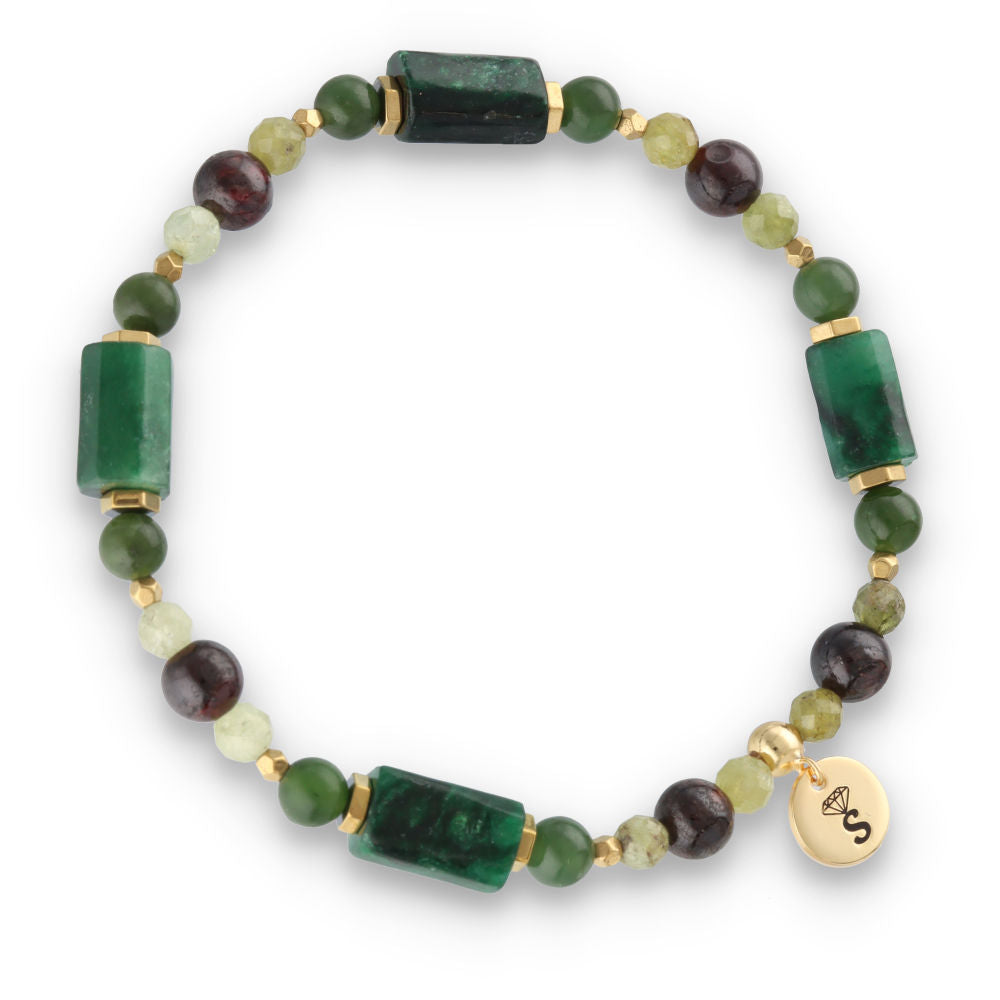 Silver Bracelet -30% emerald, garnet, green garnet, hematite