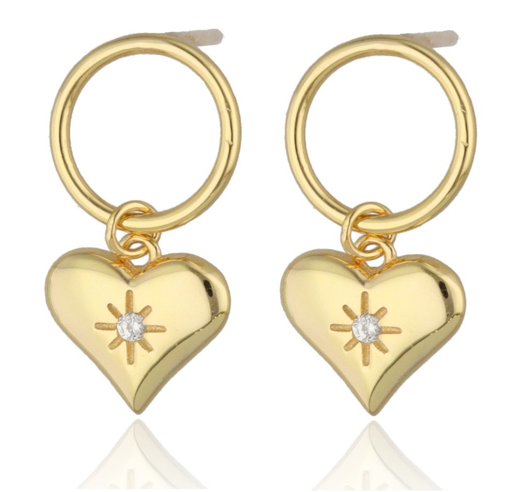 Silver Earrings NEW gold plated heart