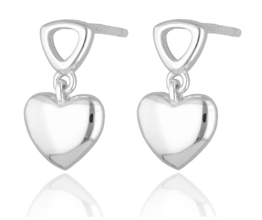 Silver Earrings NEW heart 8m