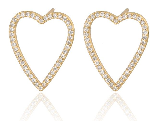 Silver Earrings NEW gold plated heart 17.6m