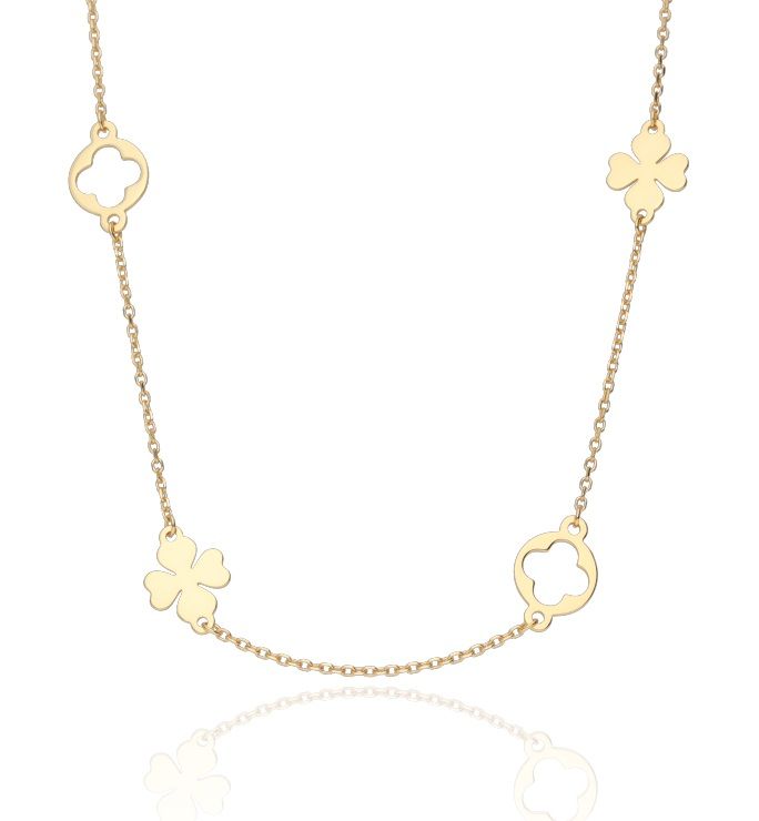 Silver Necklaces NEW gold plated clover length 43+3