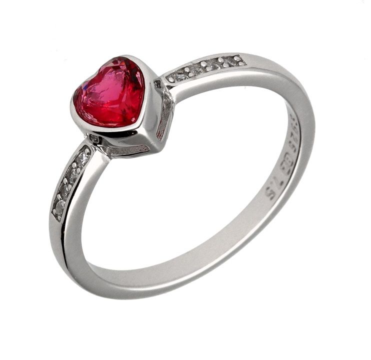 Silver Ring US size #6 #6.5 #7 #7.5 #8 ruby heart