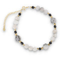 Silver Bracelet -30% quartz, tourmaline, hematite