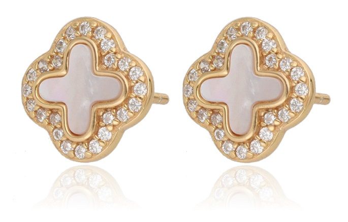 Silver Earrings NEW Moroccan clover shell 10m