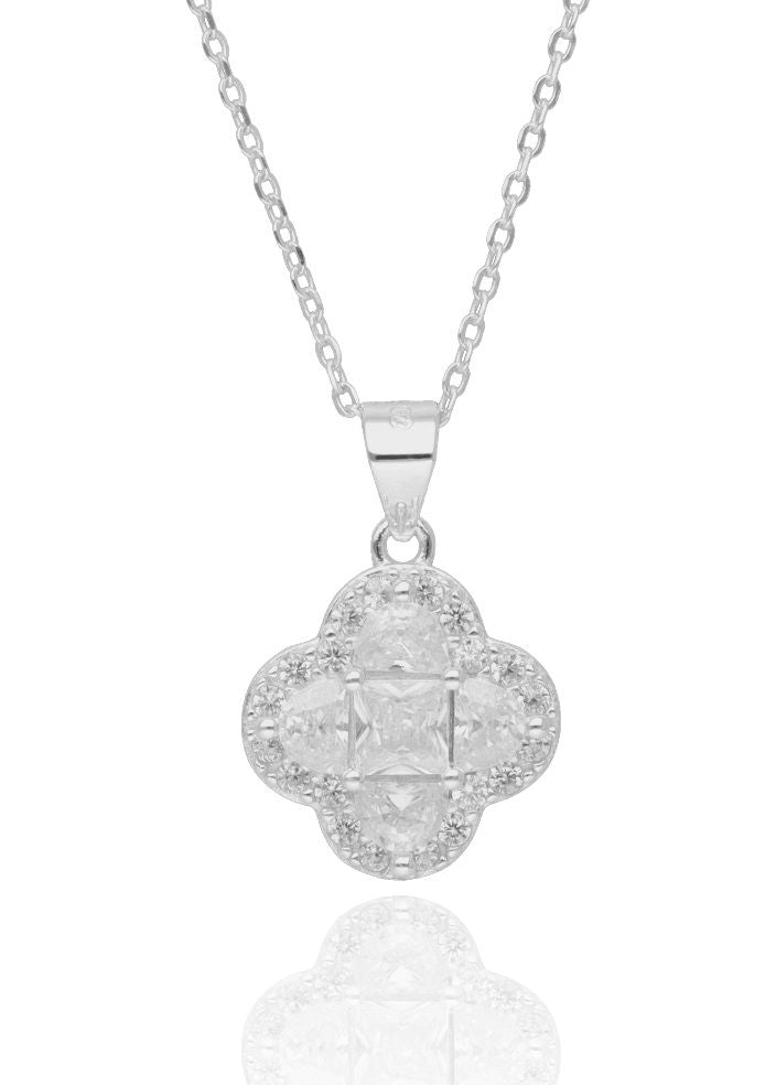 Silver Necklaces 43+3cm Moroccan clover 12m
