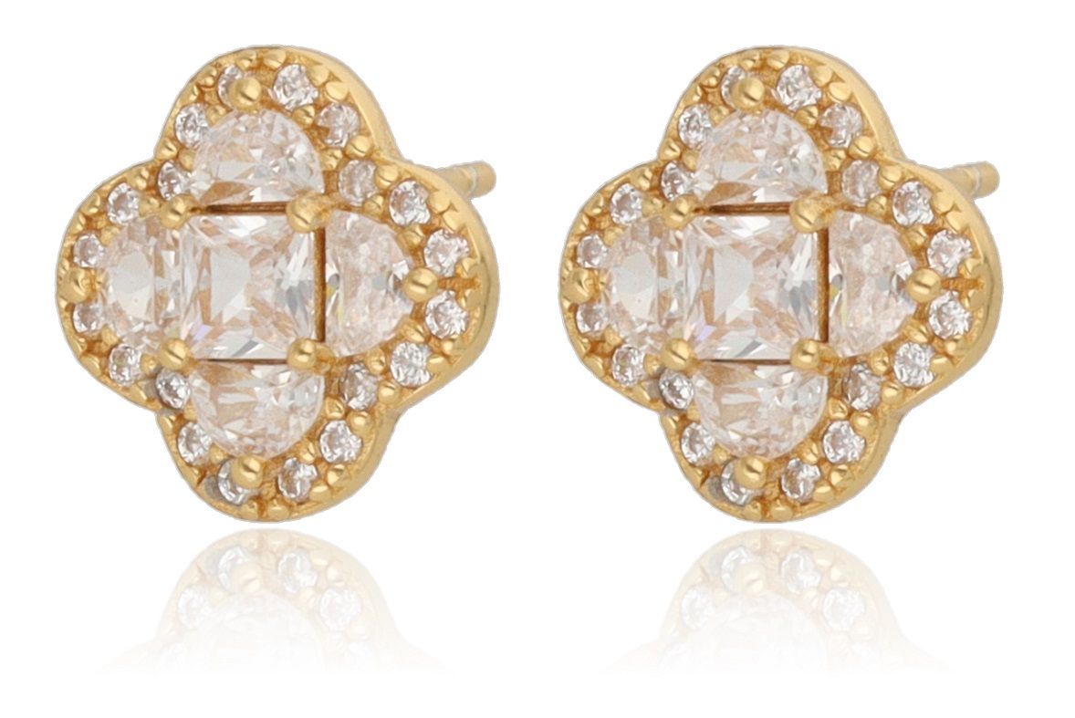Silver Earrings gold plated Moroccan clover 10m