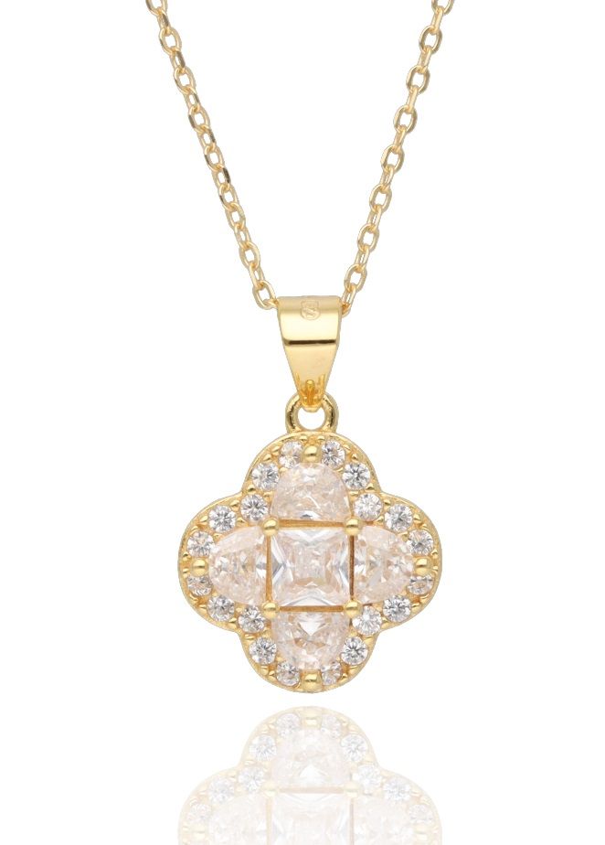 Silver Necklaces 43+3cm gold plated Moroccan clover 12m