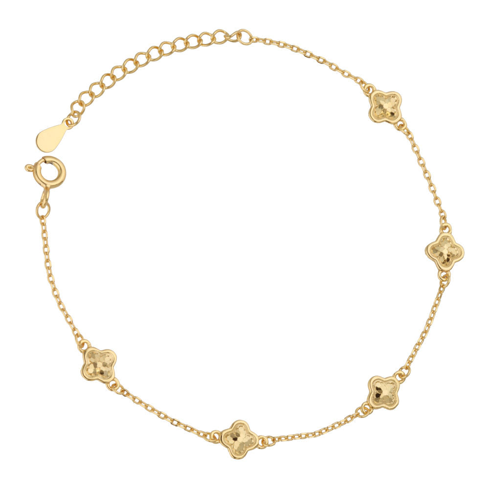 Silver Bracelet gold plated clover 6m 16.5+3cm