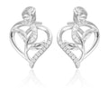 Silver Earrings NEW heart rose 11.5m