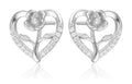 Silver Earrings NEW heart rose 11.5m