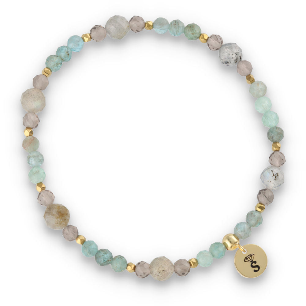 Silver Bracelet -30% kyanite, quartz, labradorite, hematite