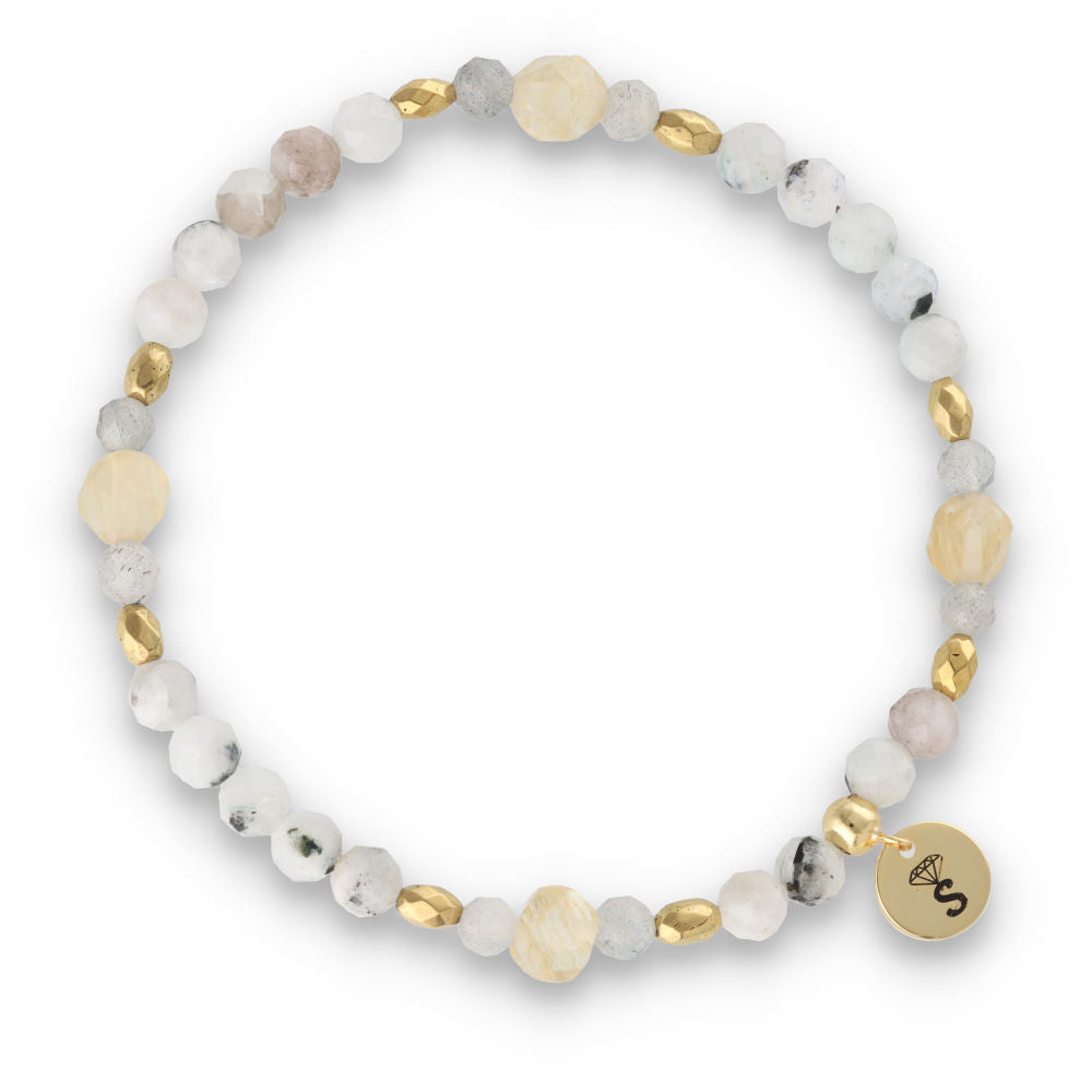 Silver Bracelet -30% moonstone, citrine, labradorite, hematite