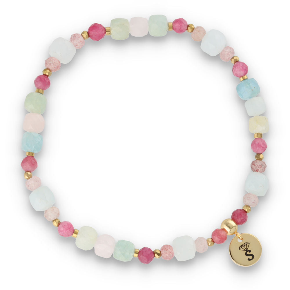 Silver Bracelet -30% quartz, hematite, margonite, tourmaline, angelite