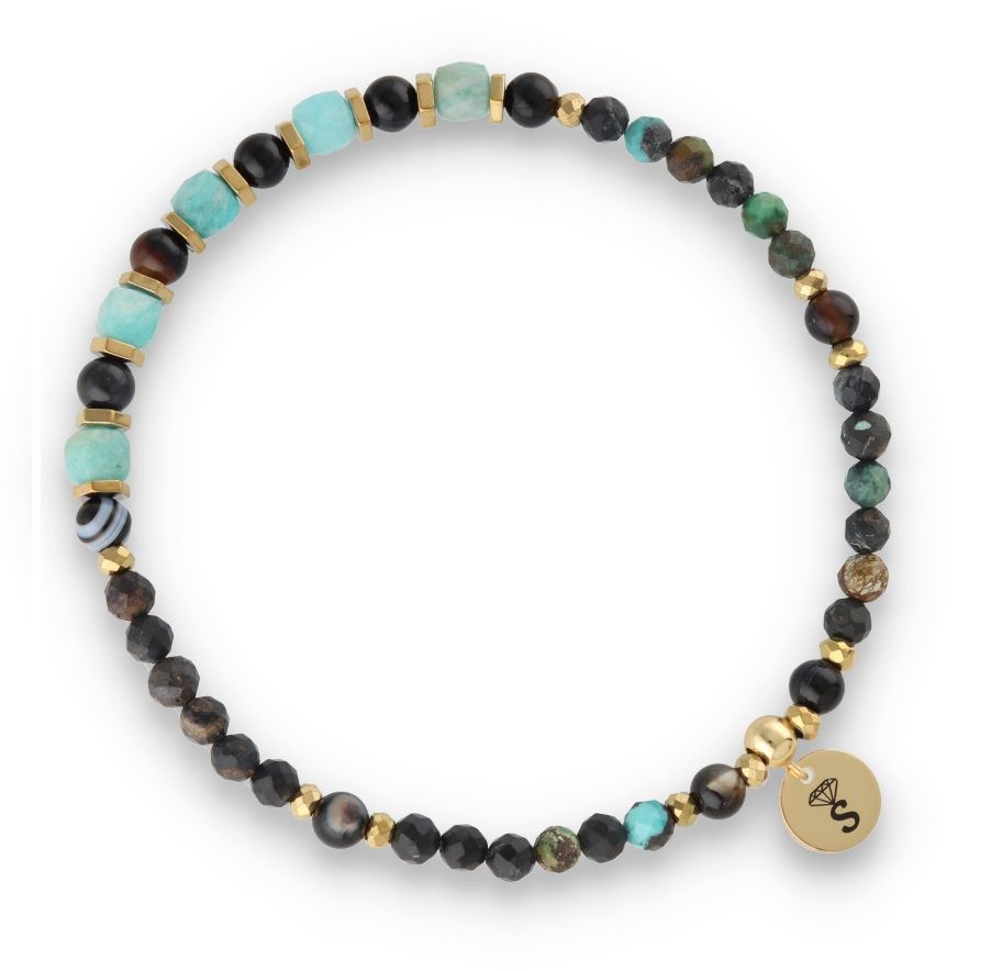 Silberarmband -30 % Türkis, Amazonit, Achat, Hämatit
