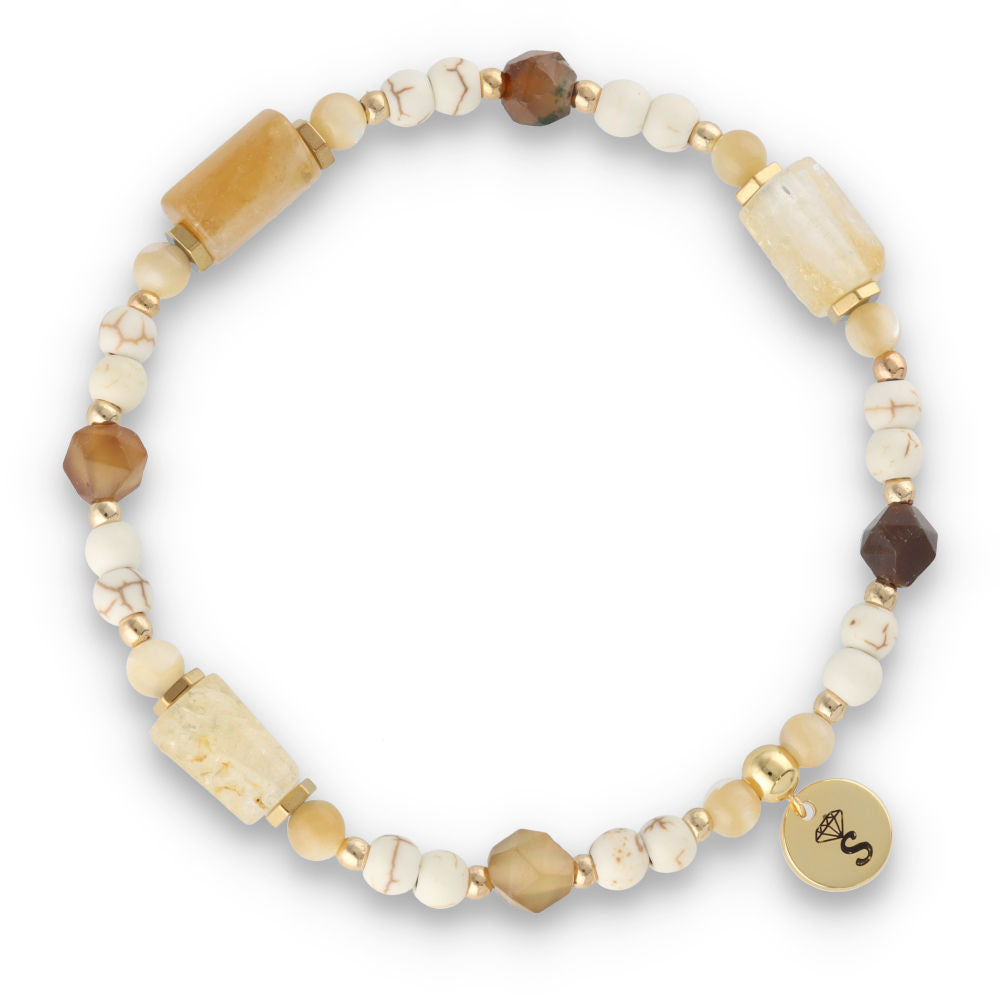 Silver Bracelet -30% shell, hematite, citrine, howlite, agate