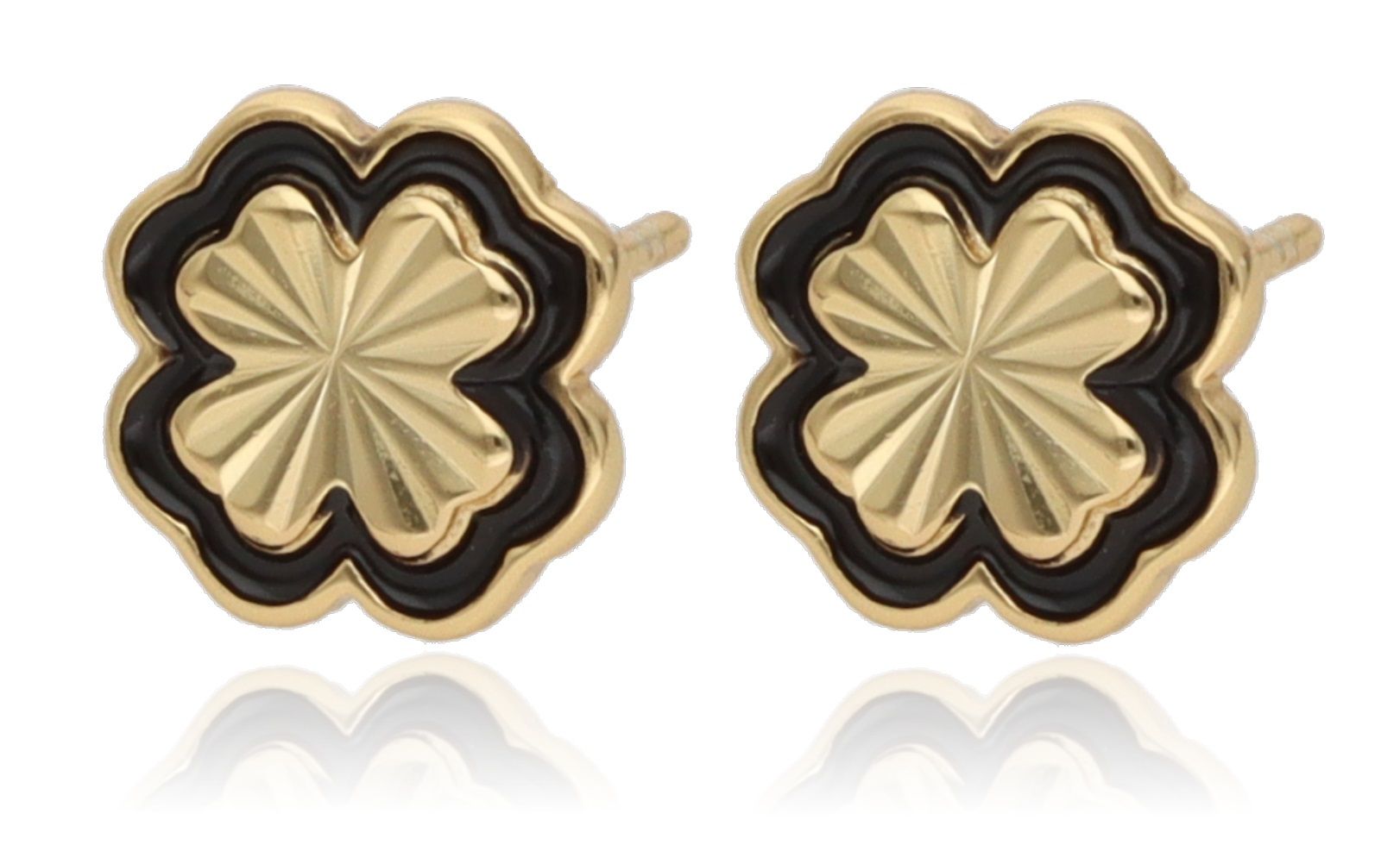 Silver Earrings clover gold plated enamel 8.3m