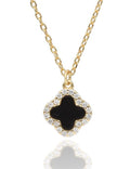 Silver Necklaces 43+3cm Moroccan clover black onyx 9m
