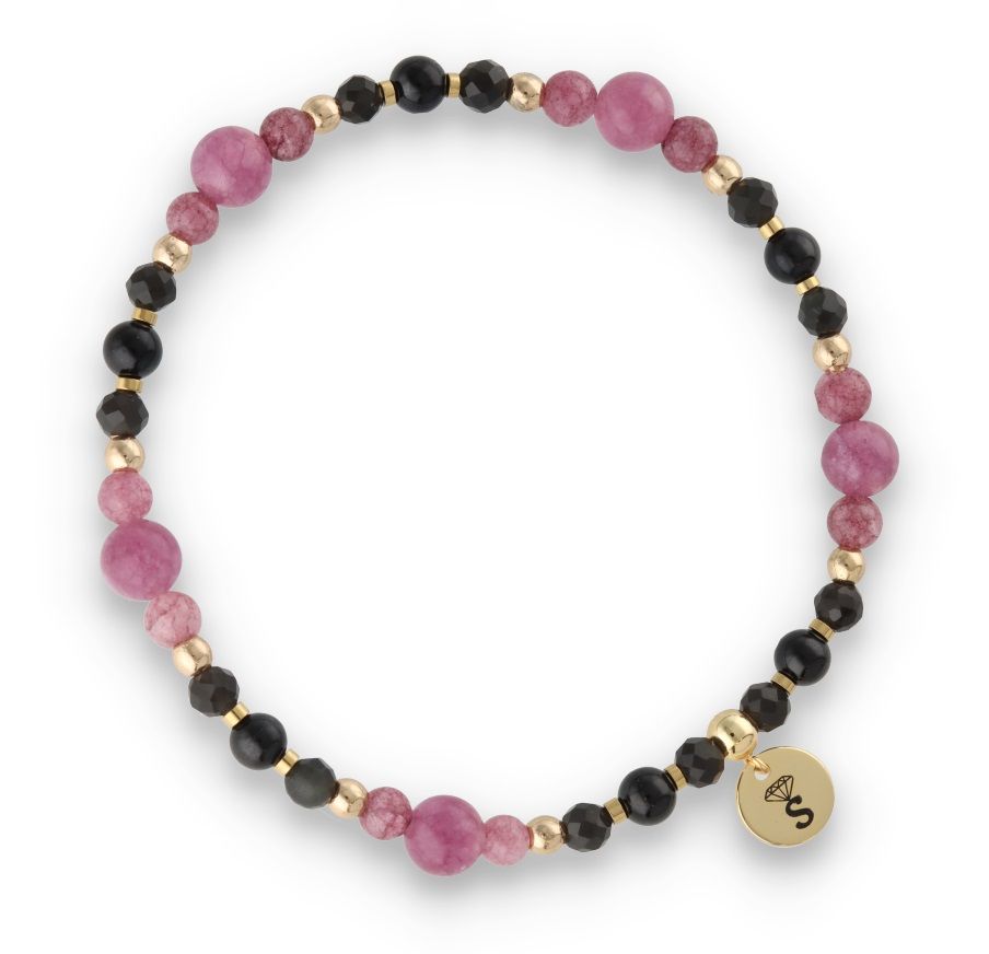Silberarmband -30% Turmalin, Lepidolith, Obsidian, Hämatit