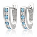 Silver Earrings white+aquamarine commas