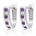 Silver Earrings white+amethyst commas