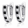 Silver Earrings white+onyx commas