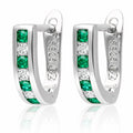 Silver Earrings white+emerald commas