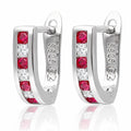 Silver Earrings white+red steel jade commas