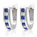 Silver Earrings white+blue steel jade commas