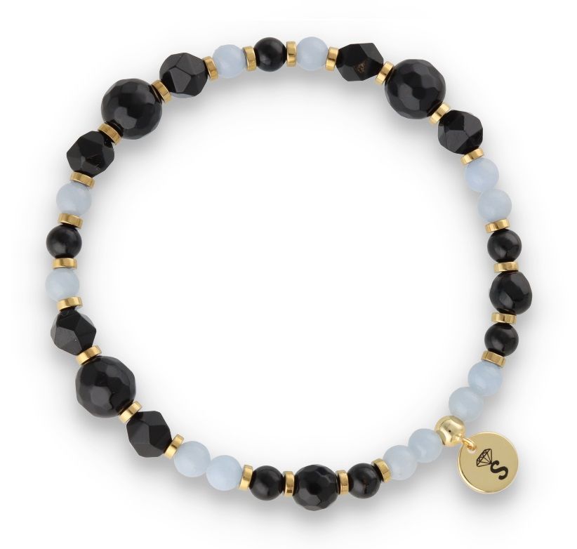 Silver Bracelet -30% agate, hematite, tourmaline, angelite