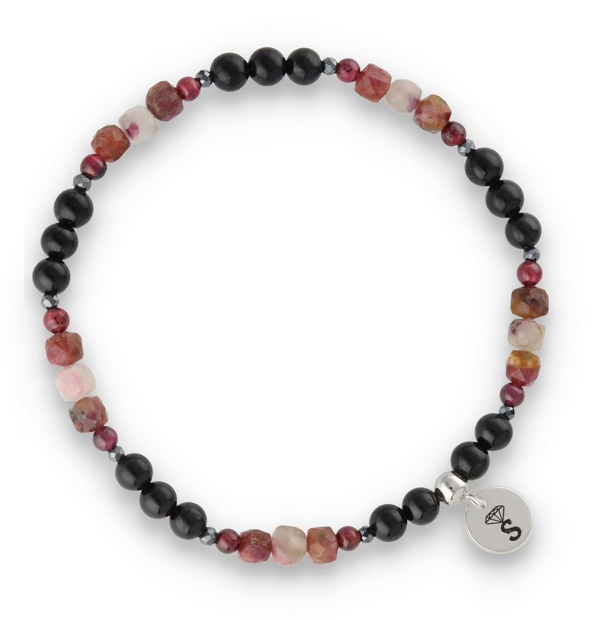 Silver Bracelet -30% tourmaline, garnet, hematite