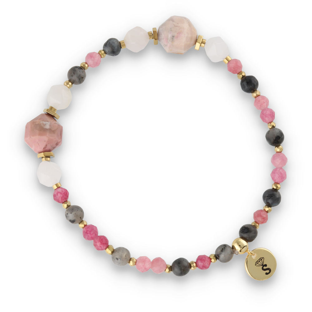 Silver Bracelet -30% labradorite, hematite, tourmaline, quartz, rhodochronite