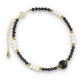 Silver Bracelet, SH00004-B Tourmaline, onyx, hematite, pearl