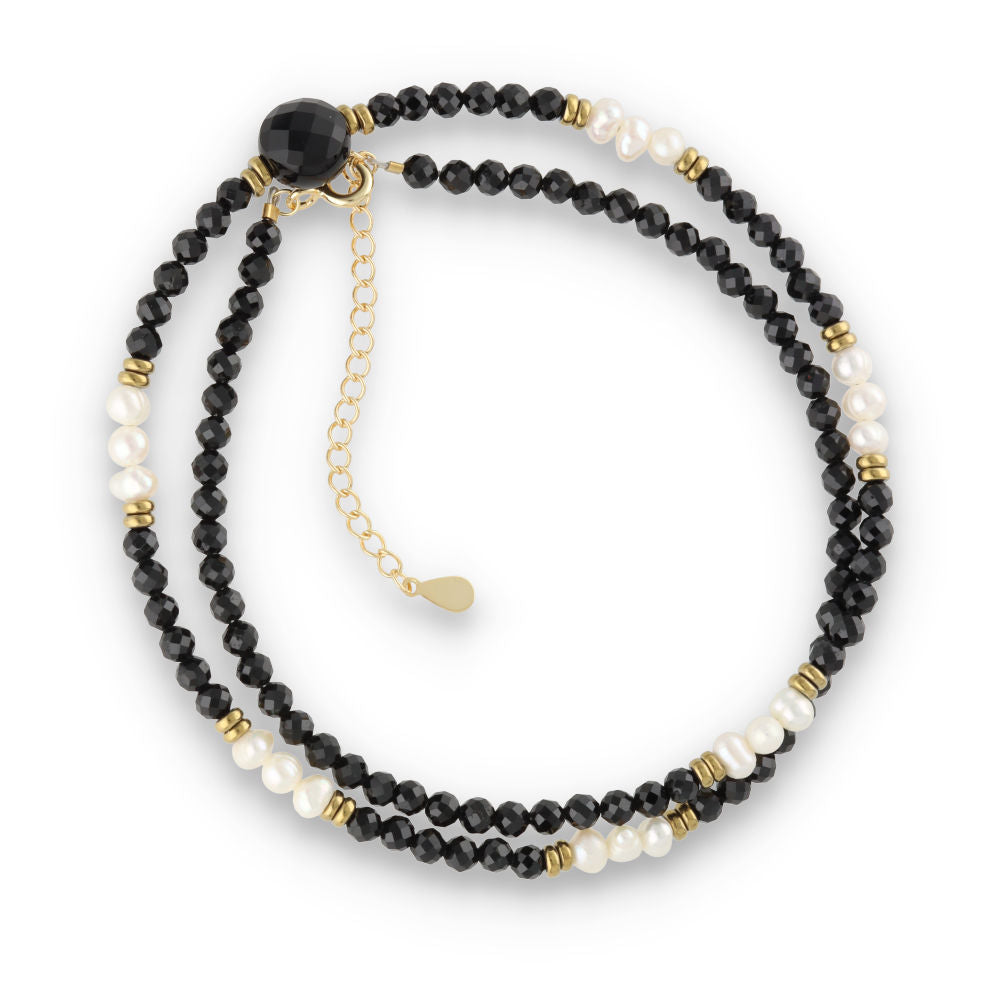 Silver Bracelet, SH00004-N NECKLACE Tourmaline, onyx, hematite, pearl