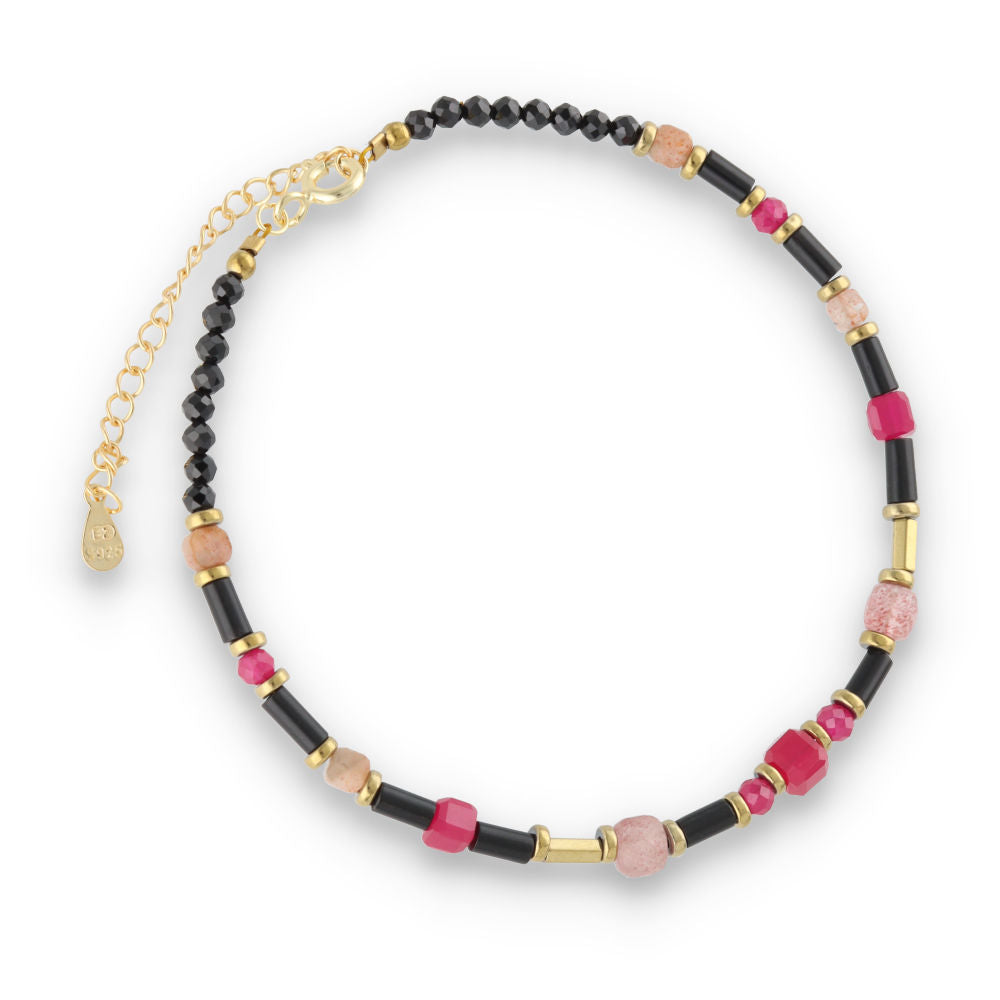 Silver Bracelet, SH00017-B spinel, corundum, sunstone
