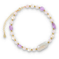 Silver Bracelet, SH00019-B amethyst, quartz, pearl