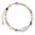 Silver Bracelet, SH00024-B amethyst, angelite, pearl