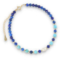 Silver Bracelet, SH00029-B lapis, turquoise, pearl