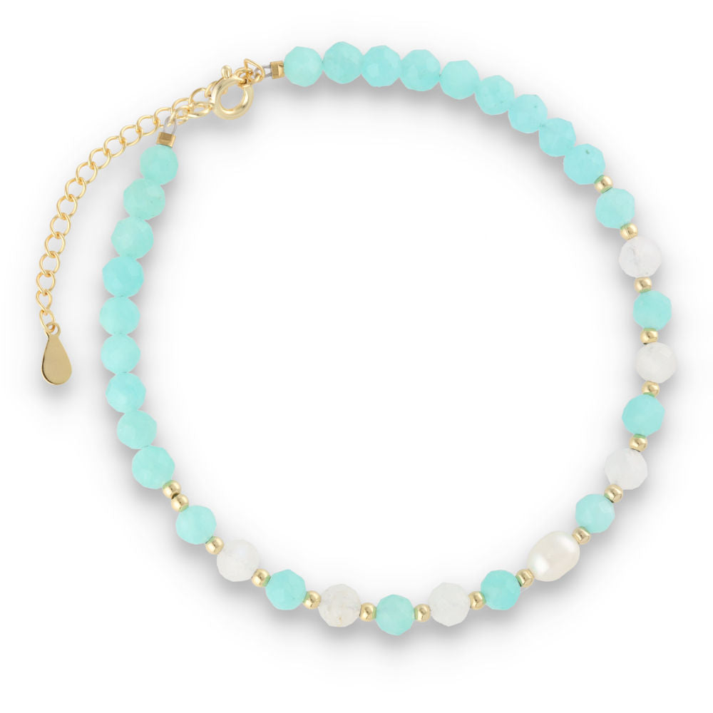 Silberarmband, SH00034-B Amazonit, Perle