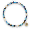 Silberarmband -30% Cyanit, Mondstein, blauer Apatit, Hämatit