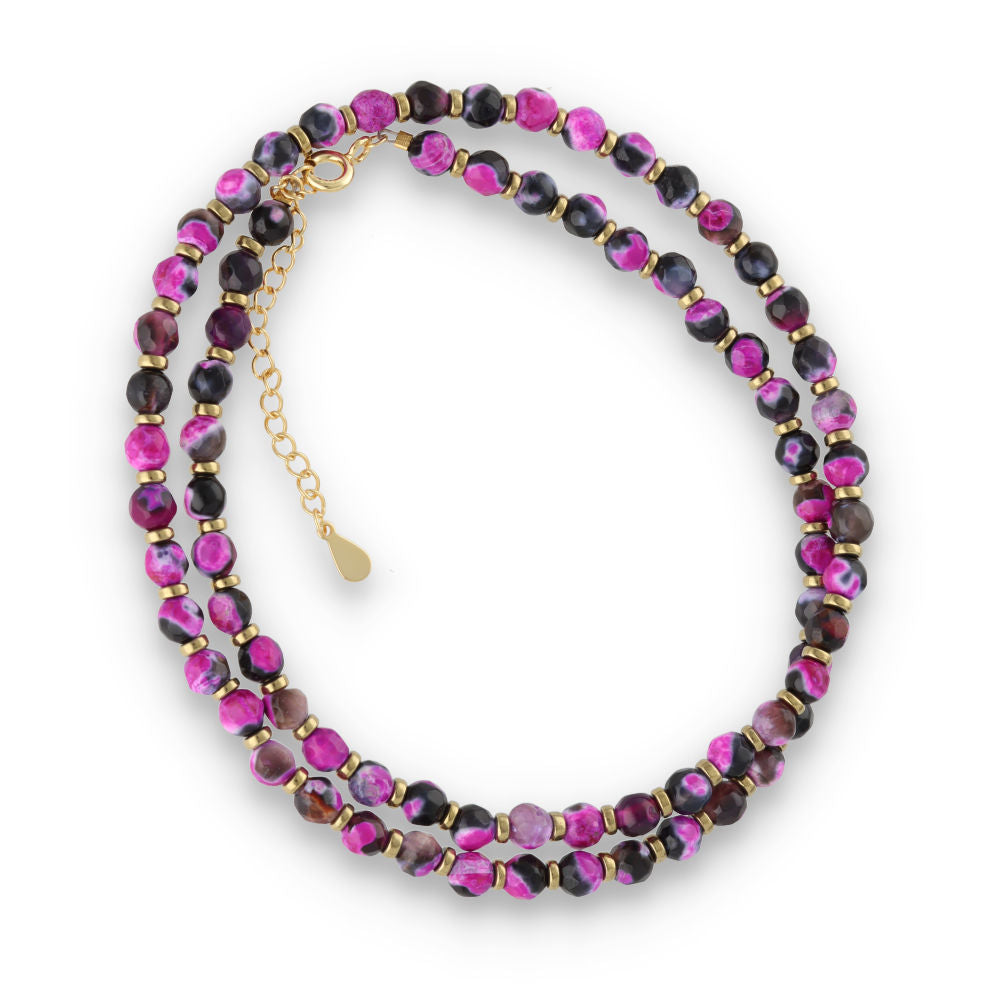 Silver Bracelet, SH00042-N Fire agate NECKLACE