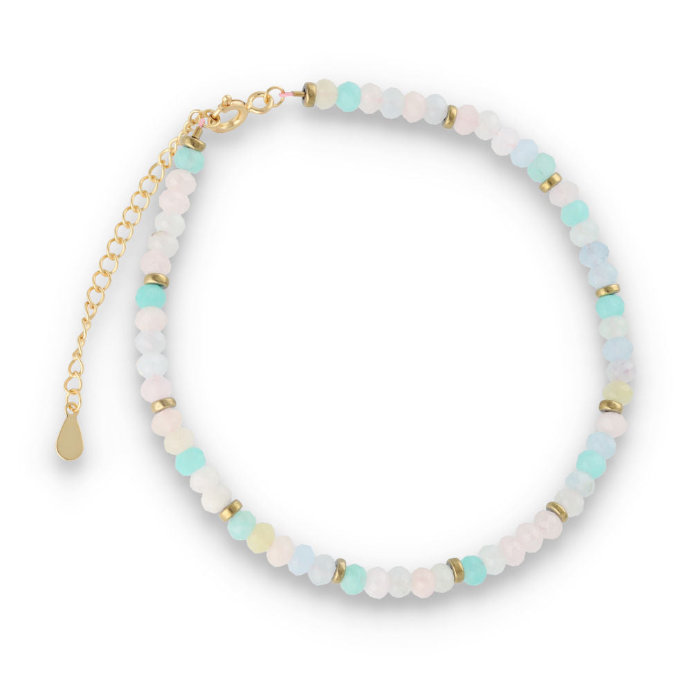Silver Bracelet, SH00043-B morganite, amazonite