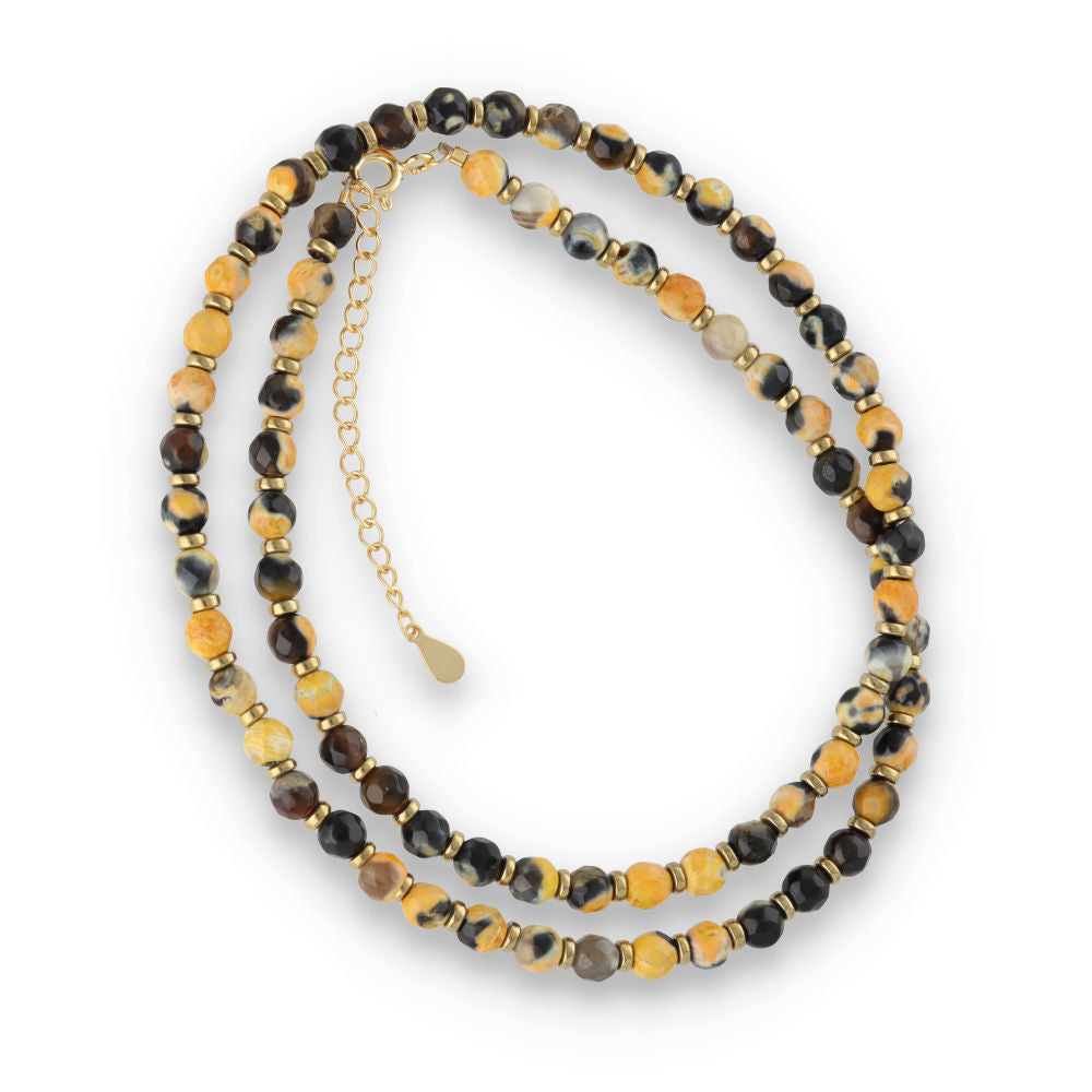 Silberarmband, SH00045-N Feuerachat-HALSKETTE