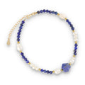 Silver Bracelet, SH00060-B lapis, pearl
